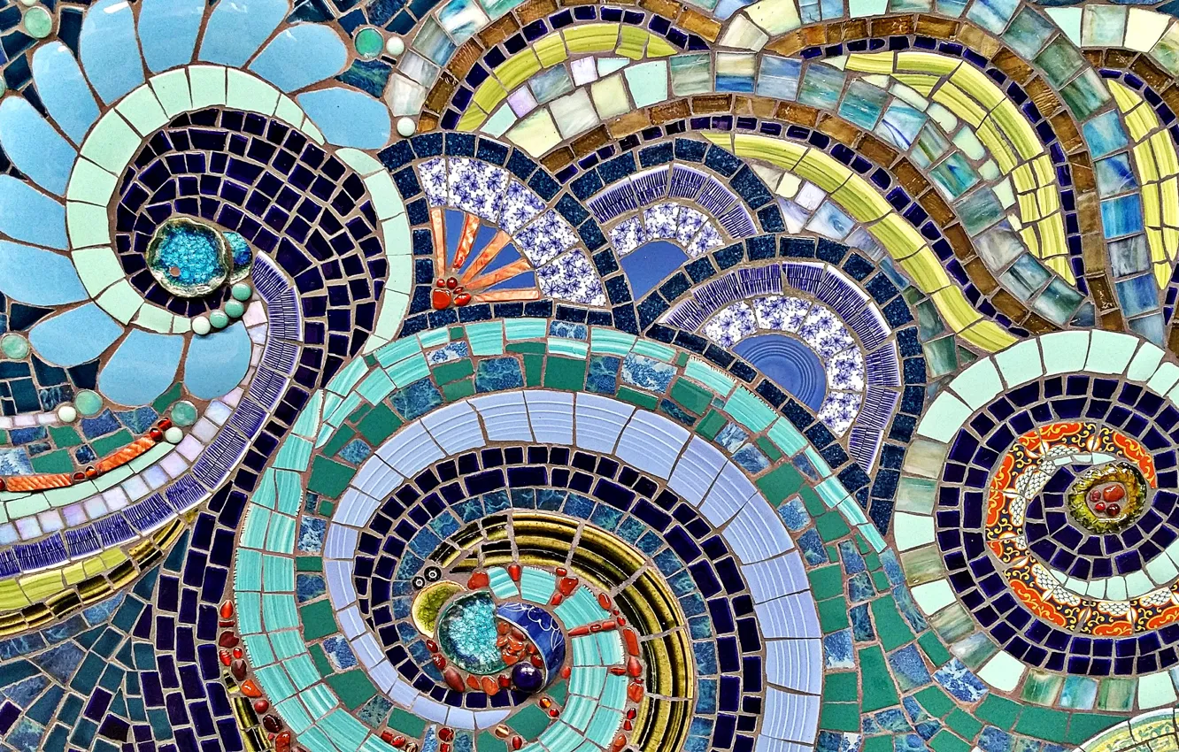 Photo wallpaper design, mosaic, wall, pattern, texture, stained glass, ornament, abstract drawing