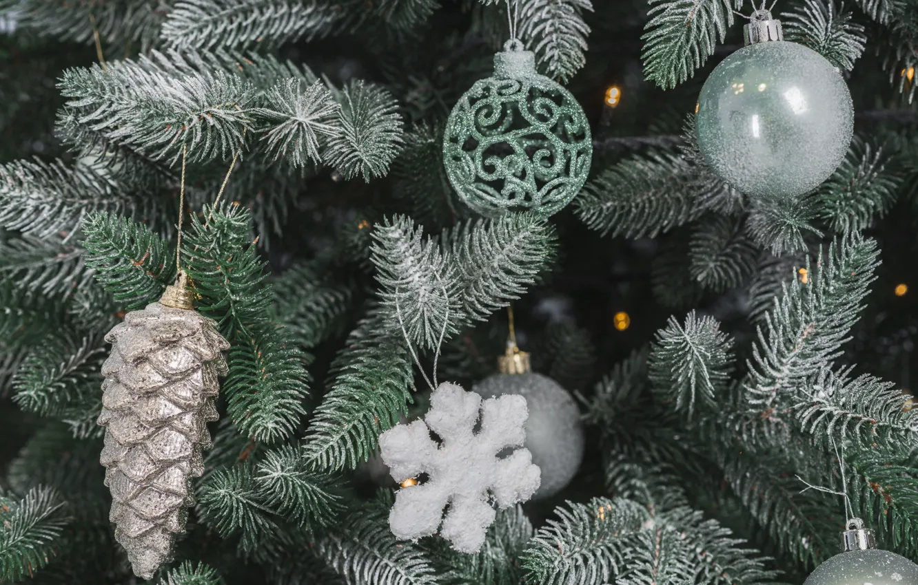 Photo wallpaper decoration, balls, tree, New Year, Christmas, Christmas, balls, New Year