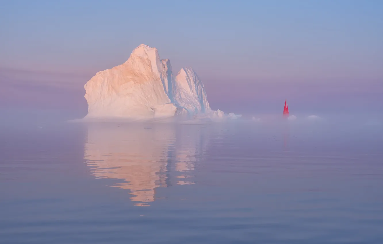 Photo wallpaper ice, winter, the sky, water, light, snow, nature, fog