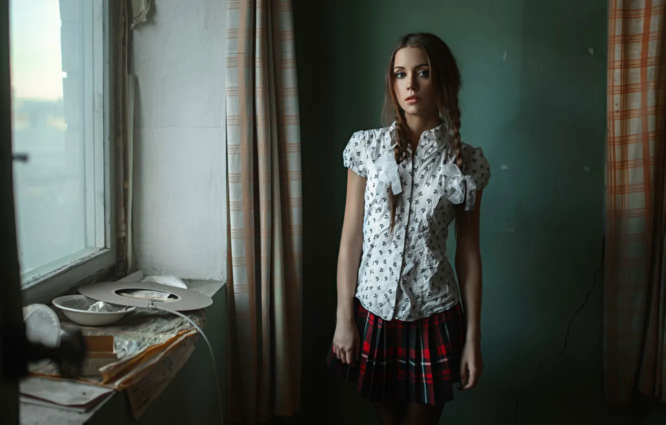 Photo wallpaper schoolgirl, 1 Sep, the irony, George Chernyadev, Kseniya Kokoreva, happy holiday, The day of knowledge