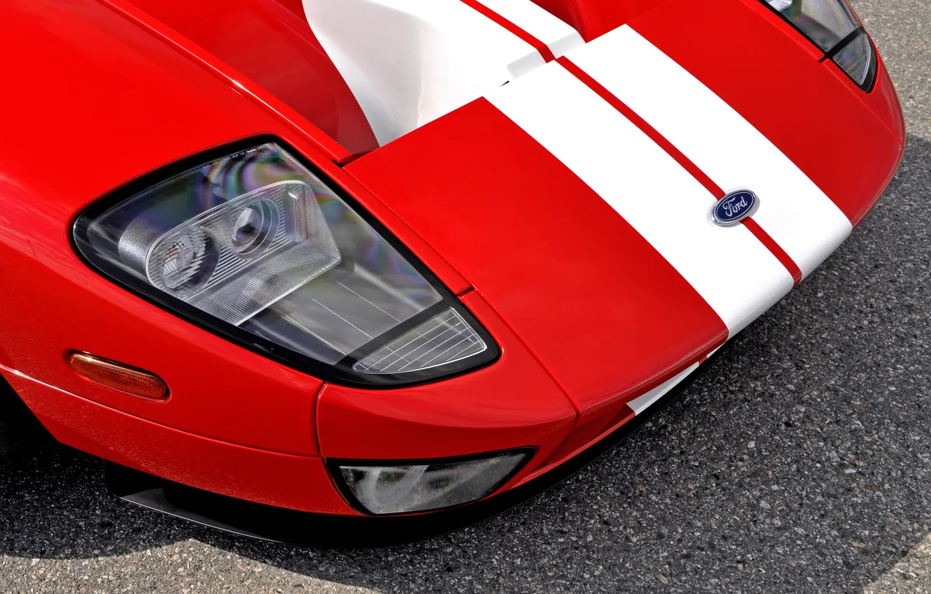 Photo wallpaper red, lights, The hood, Ford GT, sports car, Ford