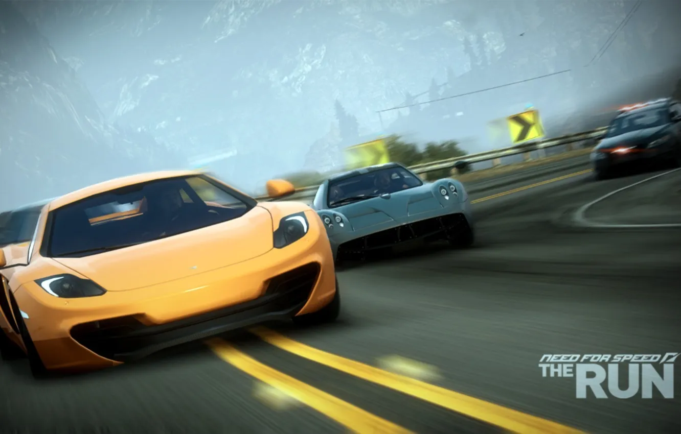 Photo wallpaper race, speed, police, chase, turn, supercar, Zonda, Need for Speed The Run