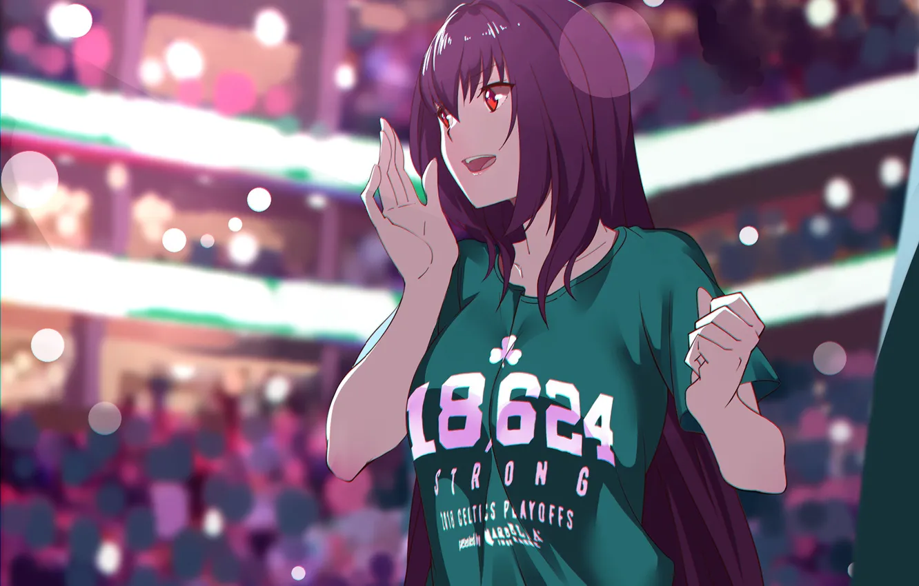 Photo wallpaper girl, t-shirt, stadium