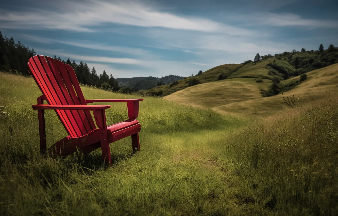 Photo wallpaper field, forest, summer, the sky, grass, clouds, landscape, nature