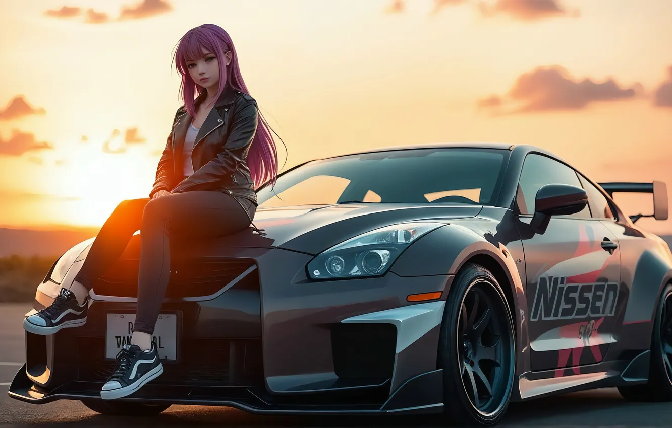 Photo wallpaper girl, AI Art, Nissan