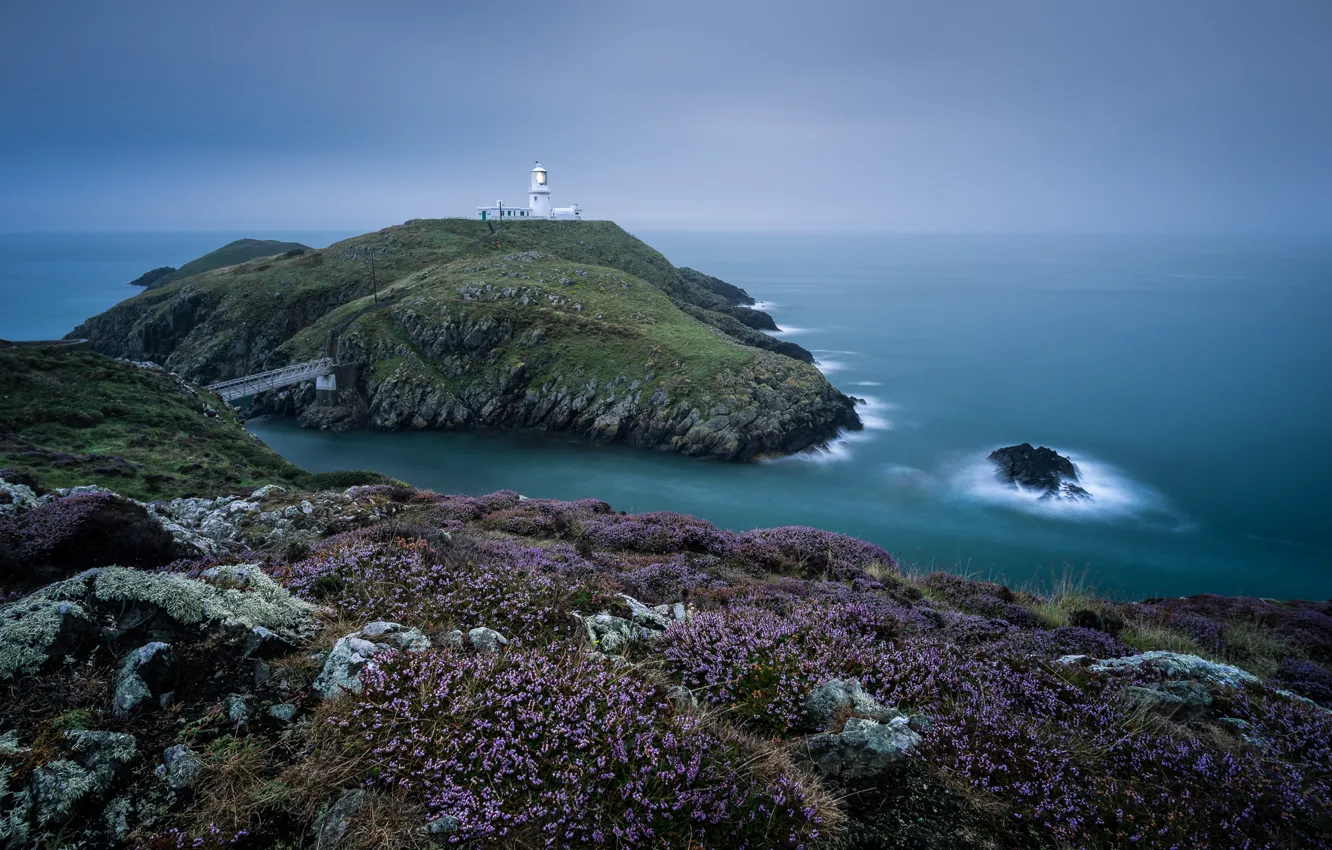 Photo wallpaper sea, coast, lighthouse, England, England, Wales, Wales, The Irish sea