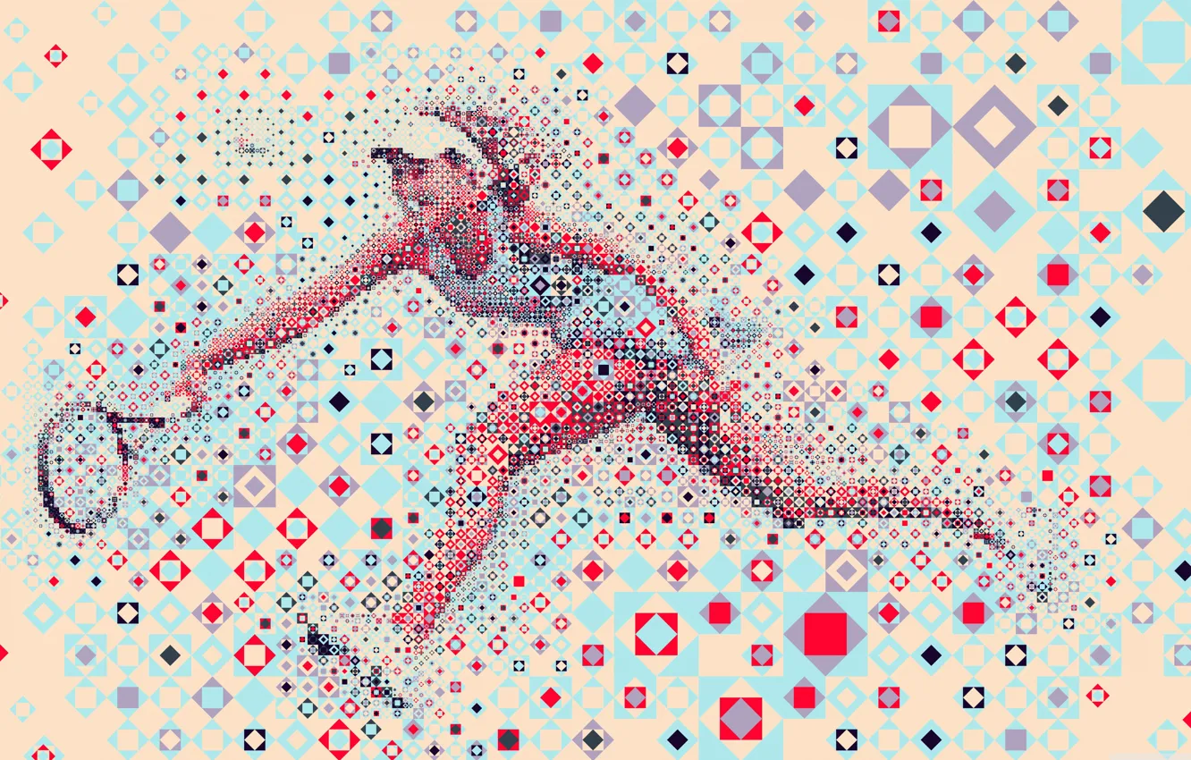 Photo wallpaper abstraction, collage, the game, tennis player, racket, tennis