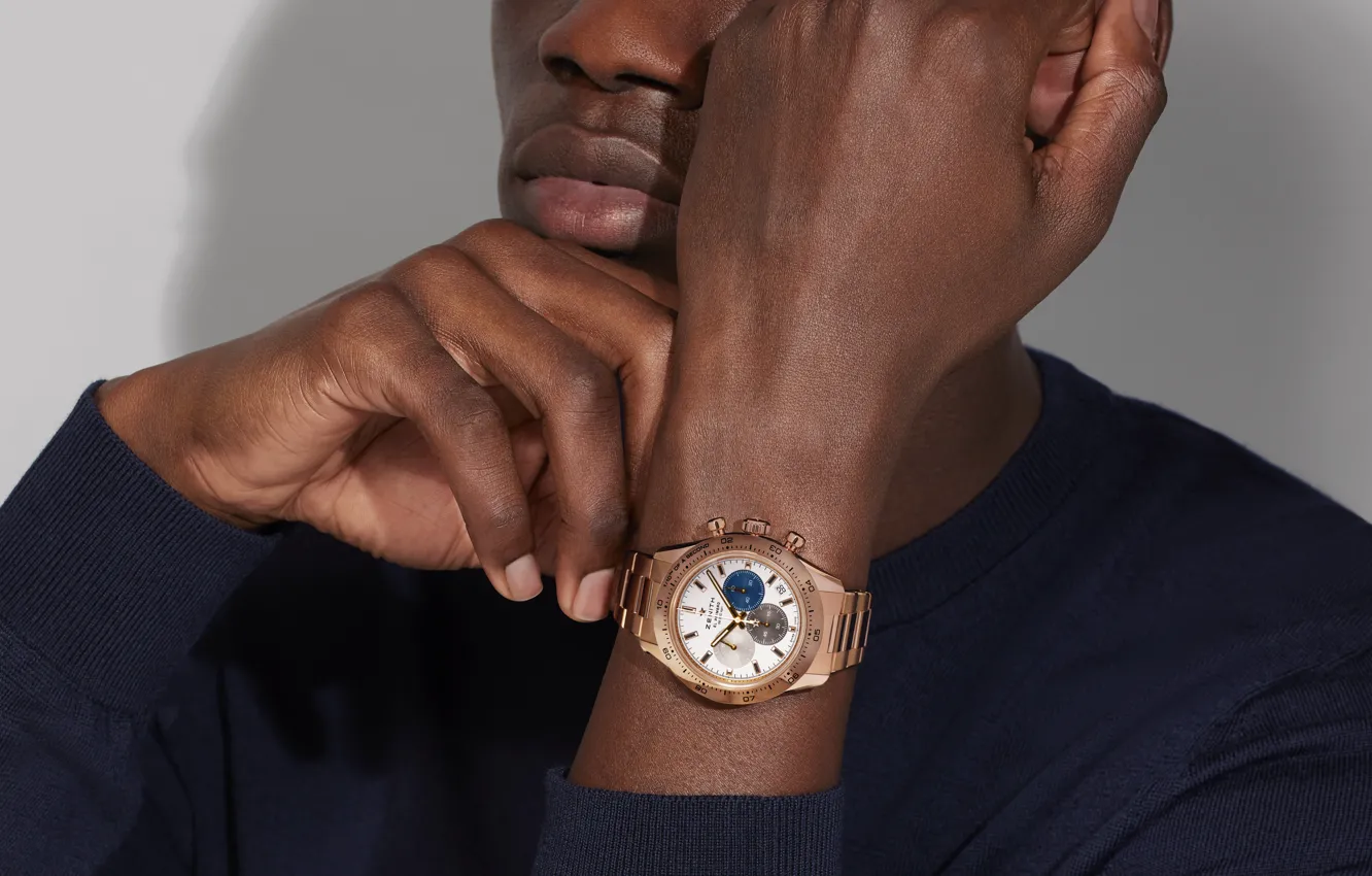 Photo wallpaper watch, guy, Negro, Zenith, Zenith Chronomaster Sport, Modern chronograph, Modern chronograph, Automatic winding