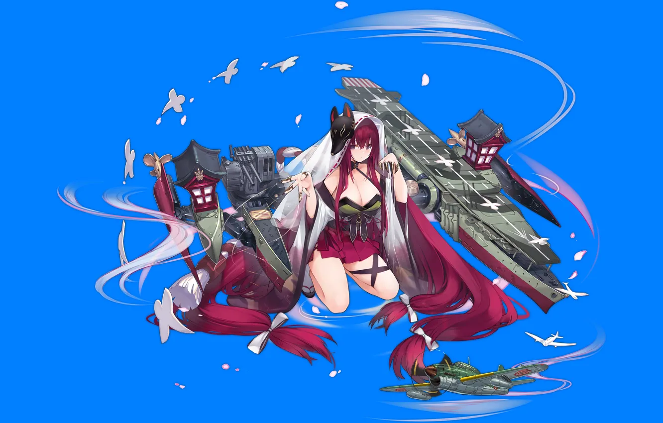 Photo wallpaper girl, sexy, cleavage, long hair, dress, boobs, anime, beautiful