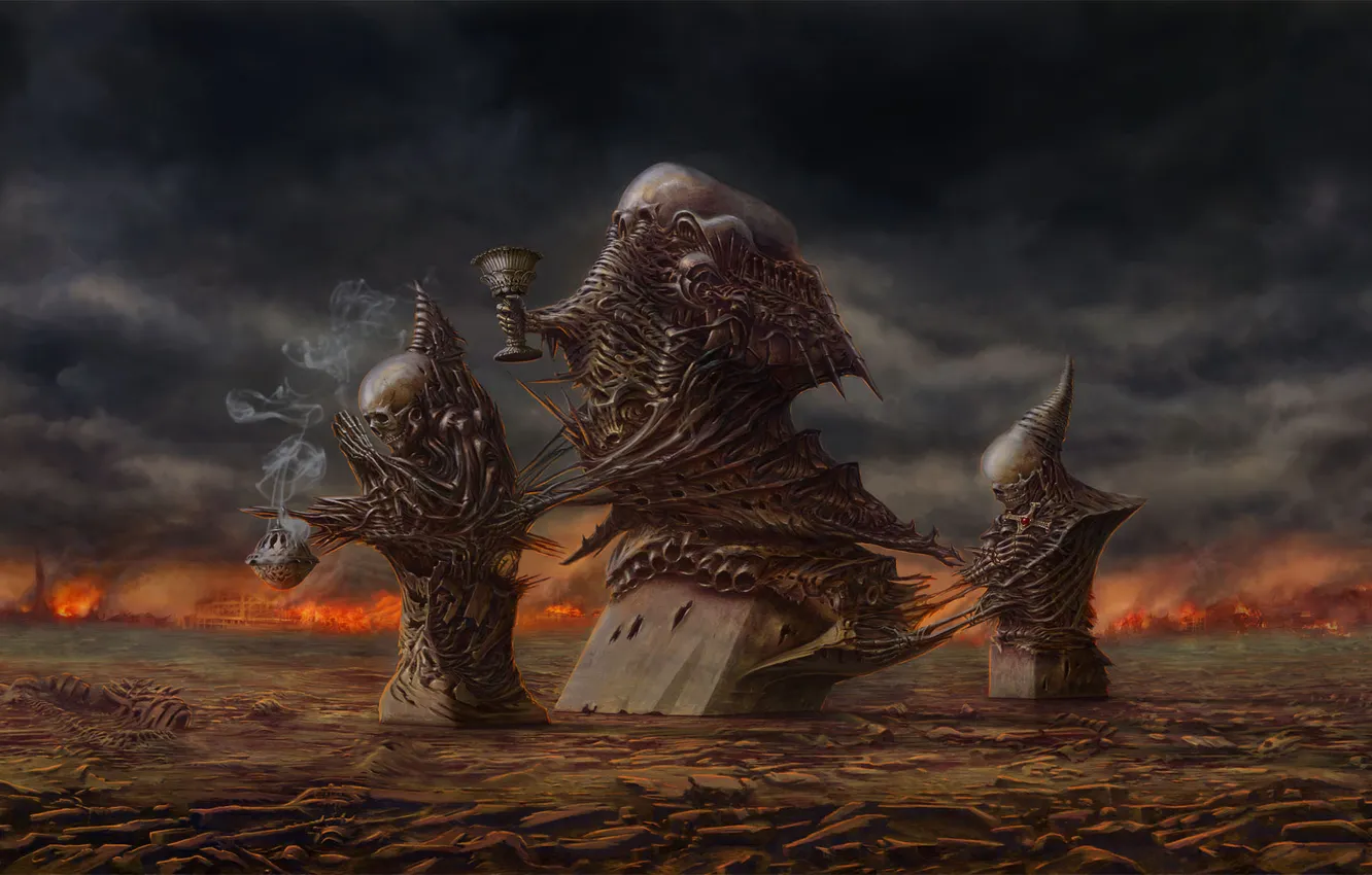 Photo wallpaper skull, figure, art, bones, by ser1o, the three judges