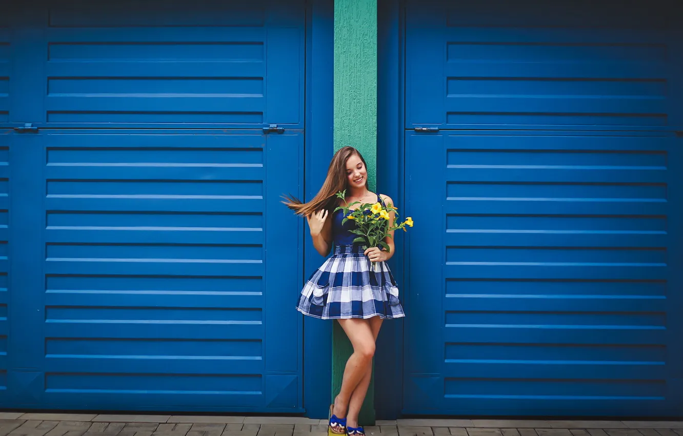 Photo wallpaper girl, flowers, Dani