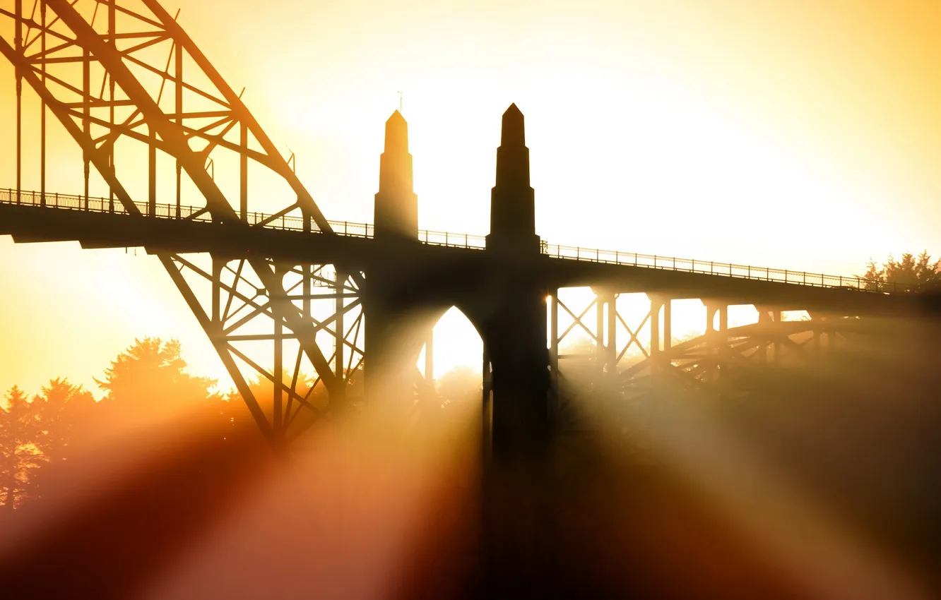 Photo wallpaper light, landscape, bridge