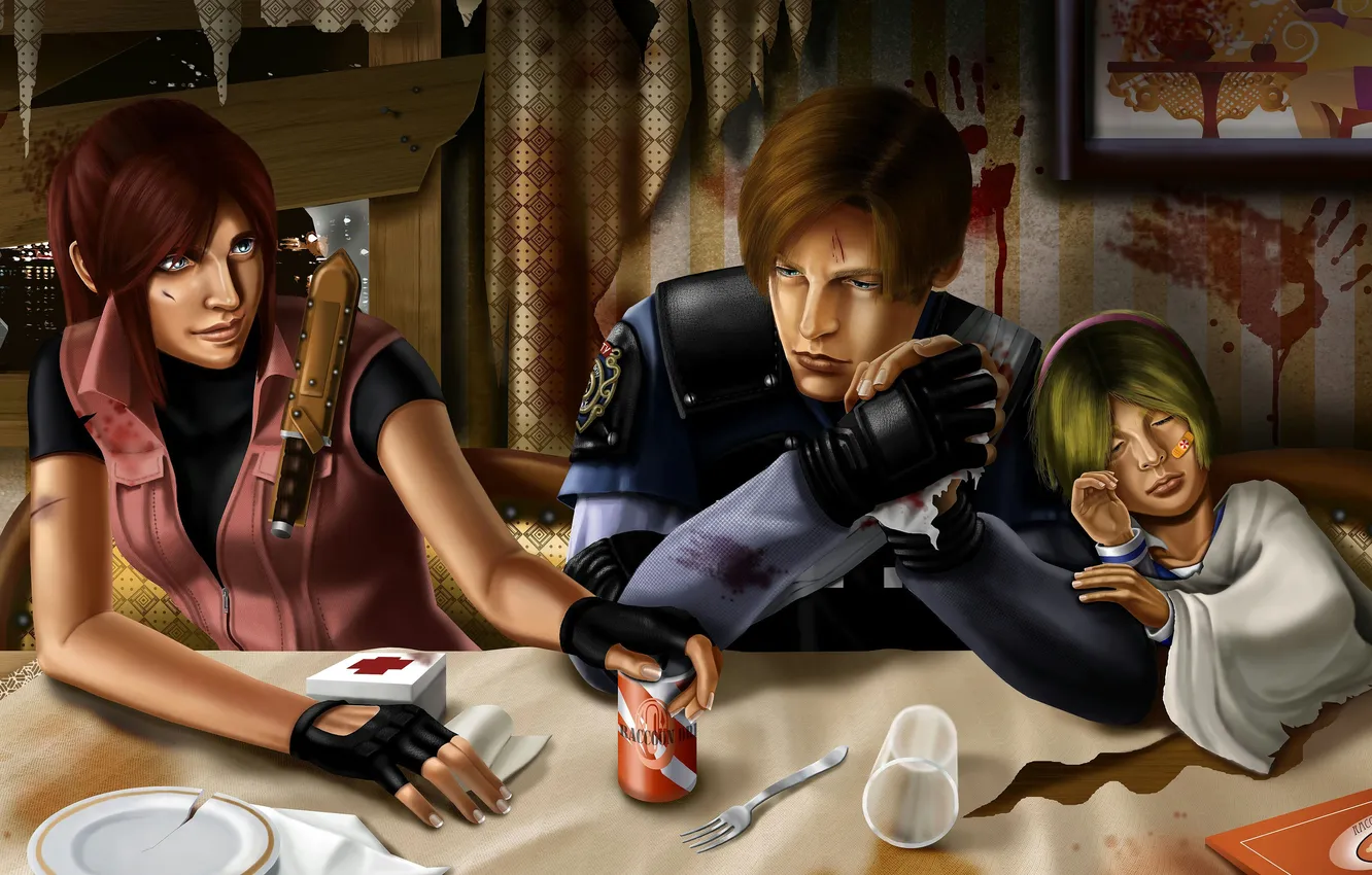 Photo wallpaper Resident Evil, Leon Kennedy, Leon Kennedy, Claire Redfield, Sherry, klaire redfield, Sherry