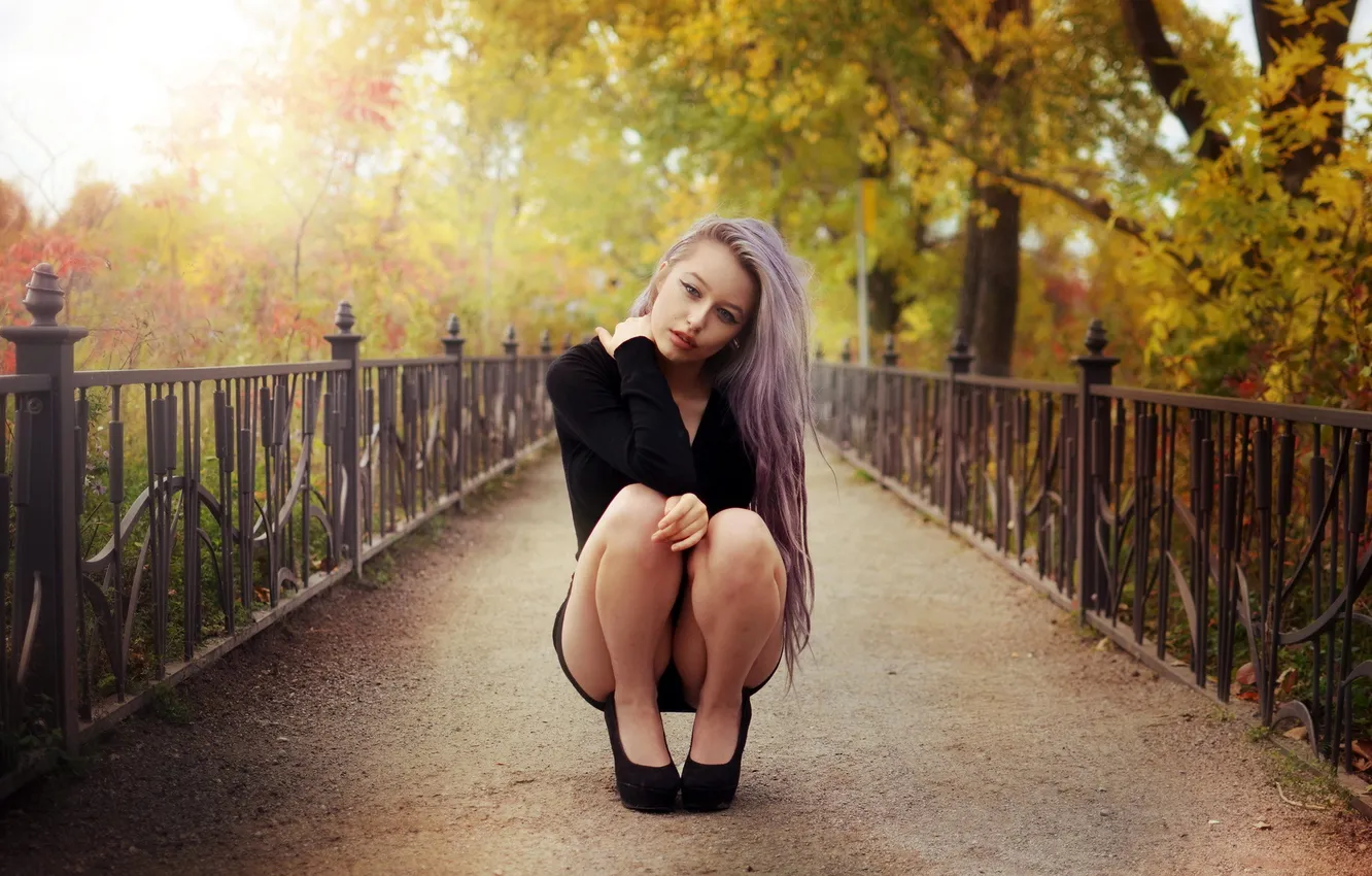 Photo wallpaper girl, Park, Victoria