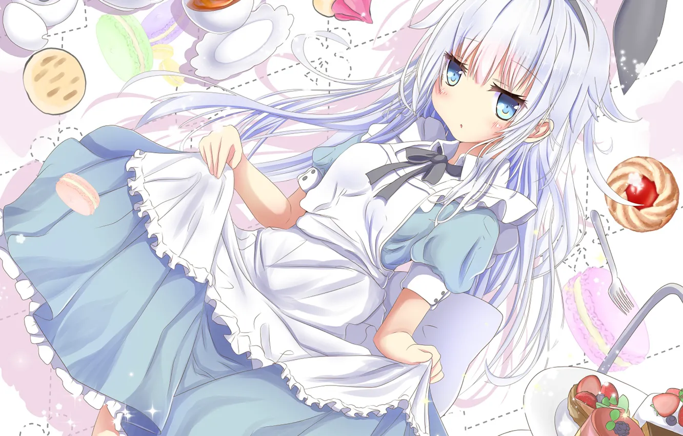 Photo wallpaper dress, girl, rabbit ears