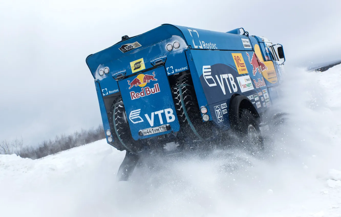 Photo wallpaper Winter, Snow, Truck, Master, Russia, Kamaz, Rally, KAMAZ