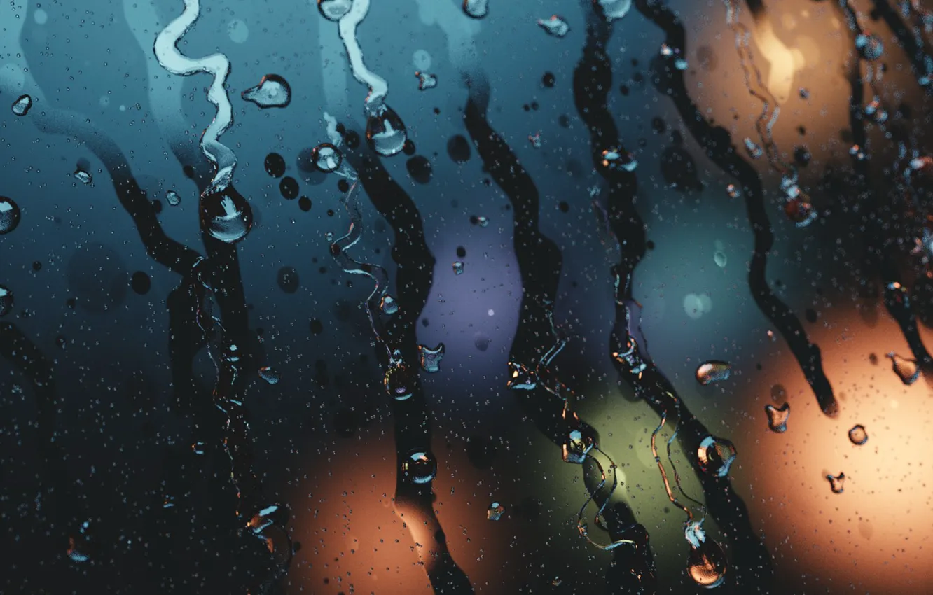 Photo wallpaper glass, color, water, drops, macro, macro, bokeh