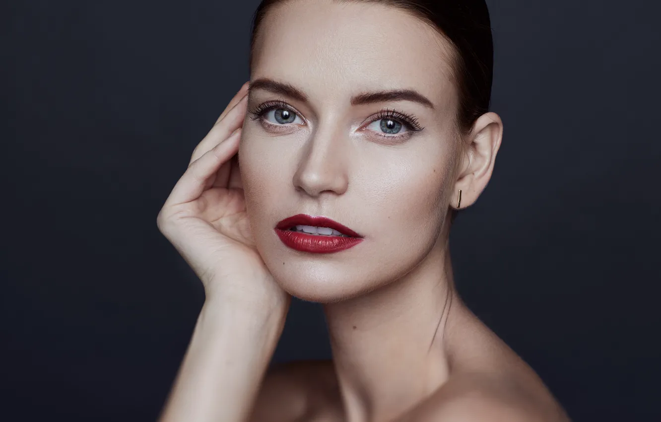 Photo wallpaper look, face, lipstick, Oksana