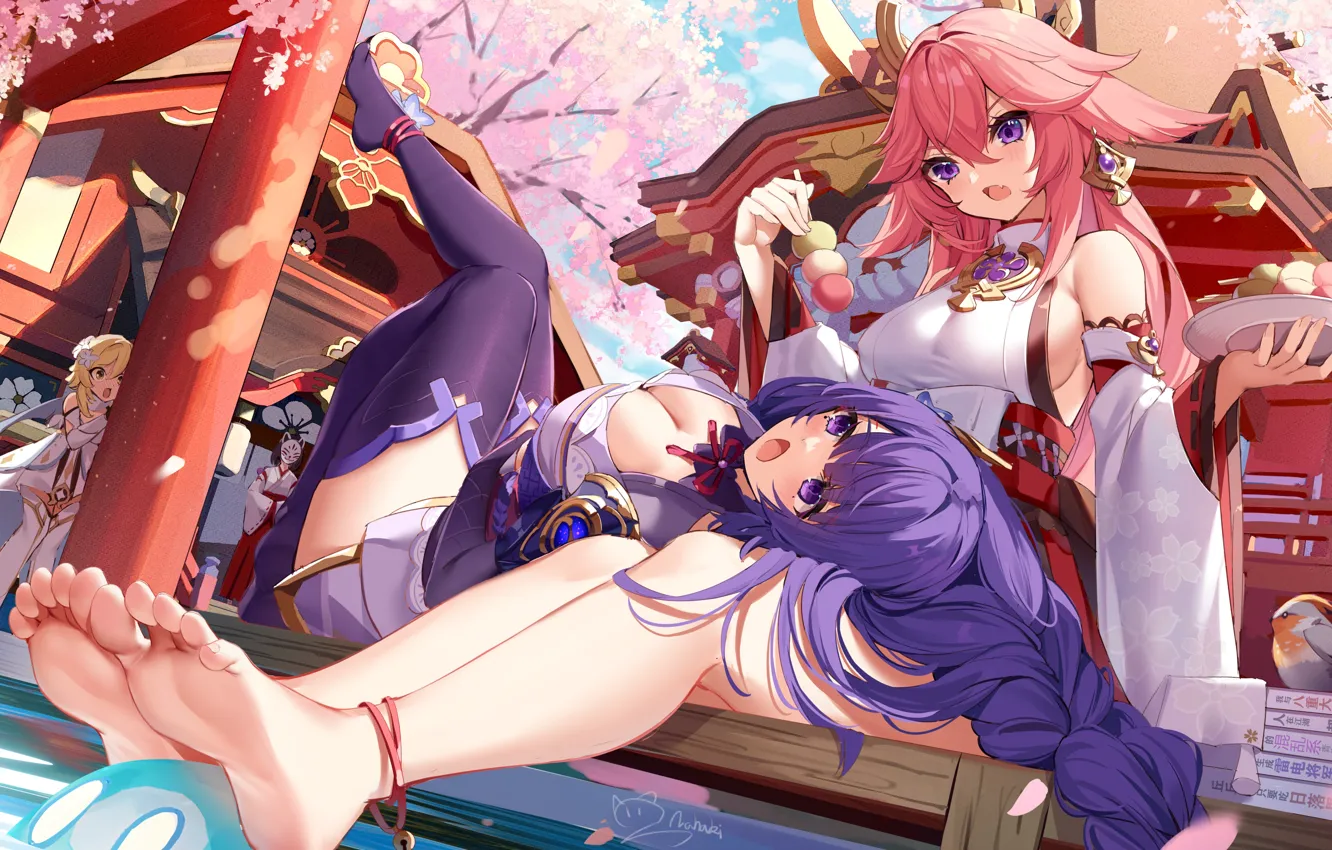 Photo wallpaper Raiden Shogun, gadis kawaii, dampak genshin, yae miko genshin impact