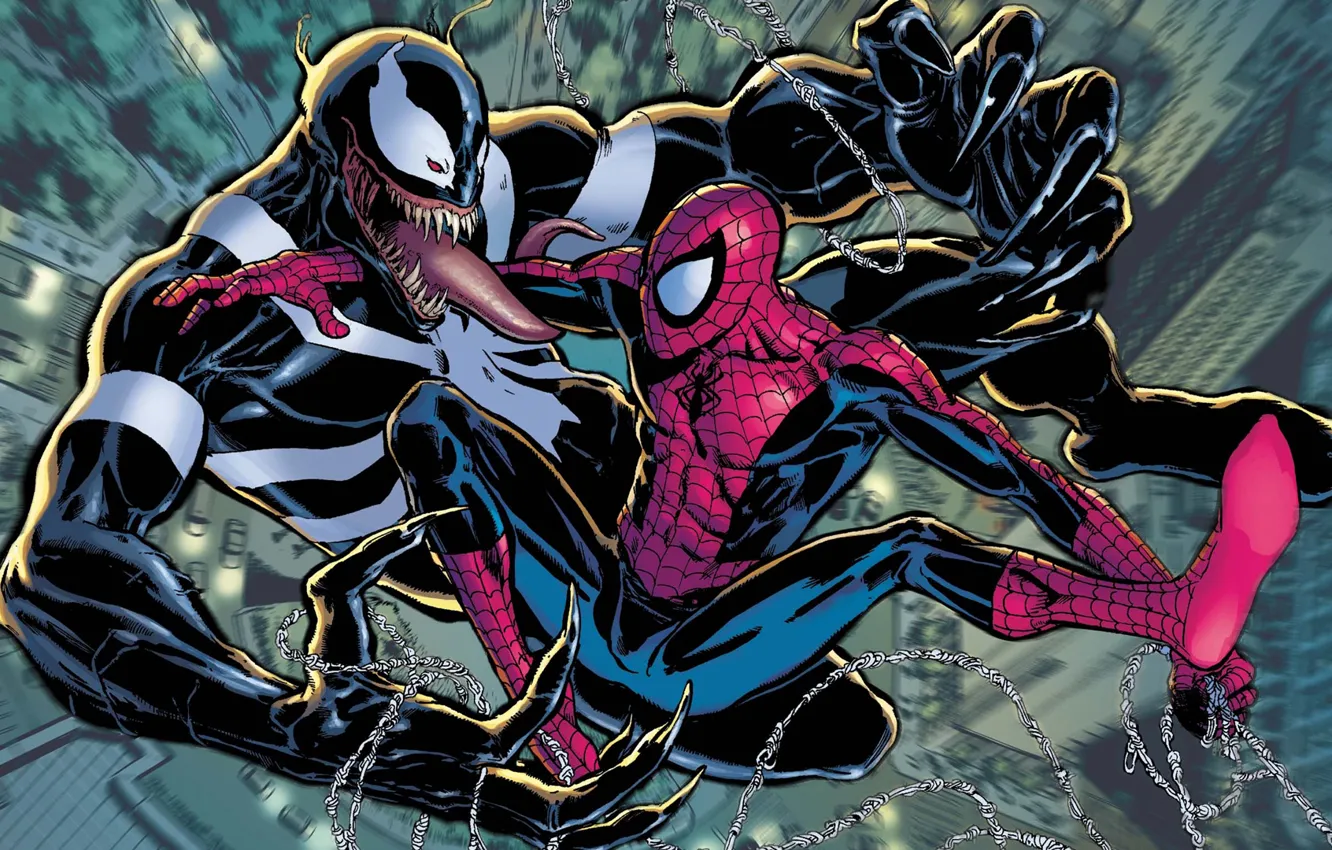 Photo wallpaper Marvel, comic, Spider-man, Comics, Spider-Man, Venom, Venom, Peter Parker