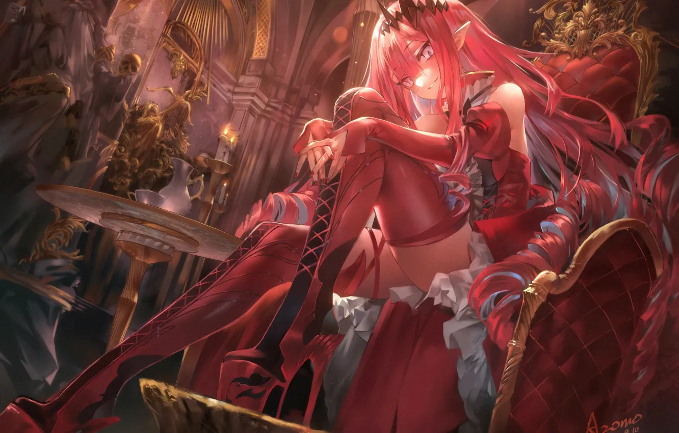 Photo wallpaper demoness, skeletons, high heels, Horny, hell of a grin, Fate / Grand Order, The destiny …