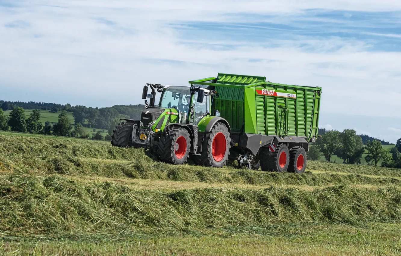 Photo wallpaper hay, tractor, cart