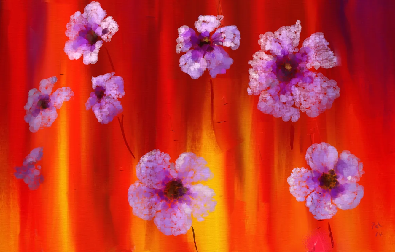 Photo wallpaper flowers, paint, picture, petals