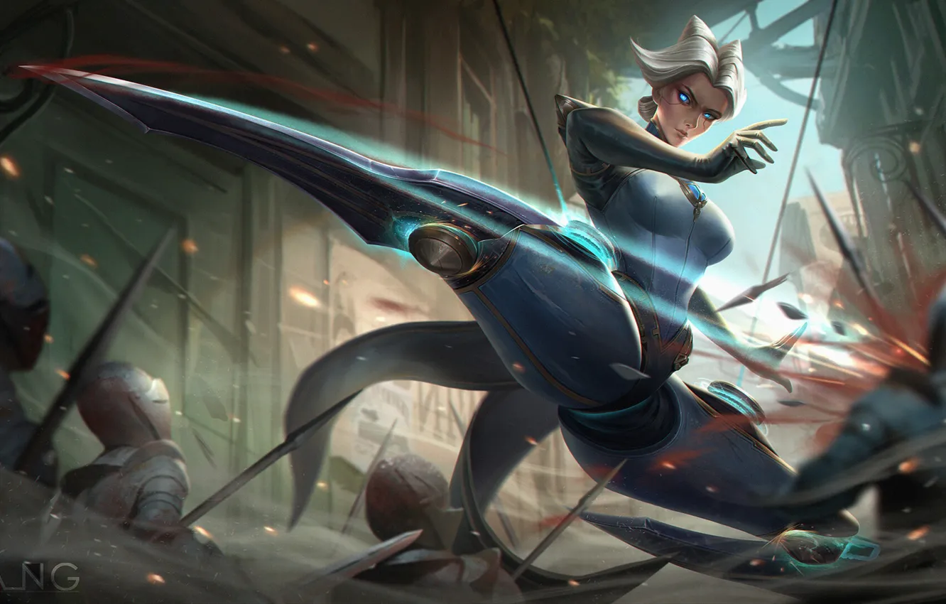 Photo wallpaper blade, fiction, blade, League of Legends, Fiction, Game Art, by HANG, HANG