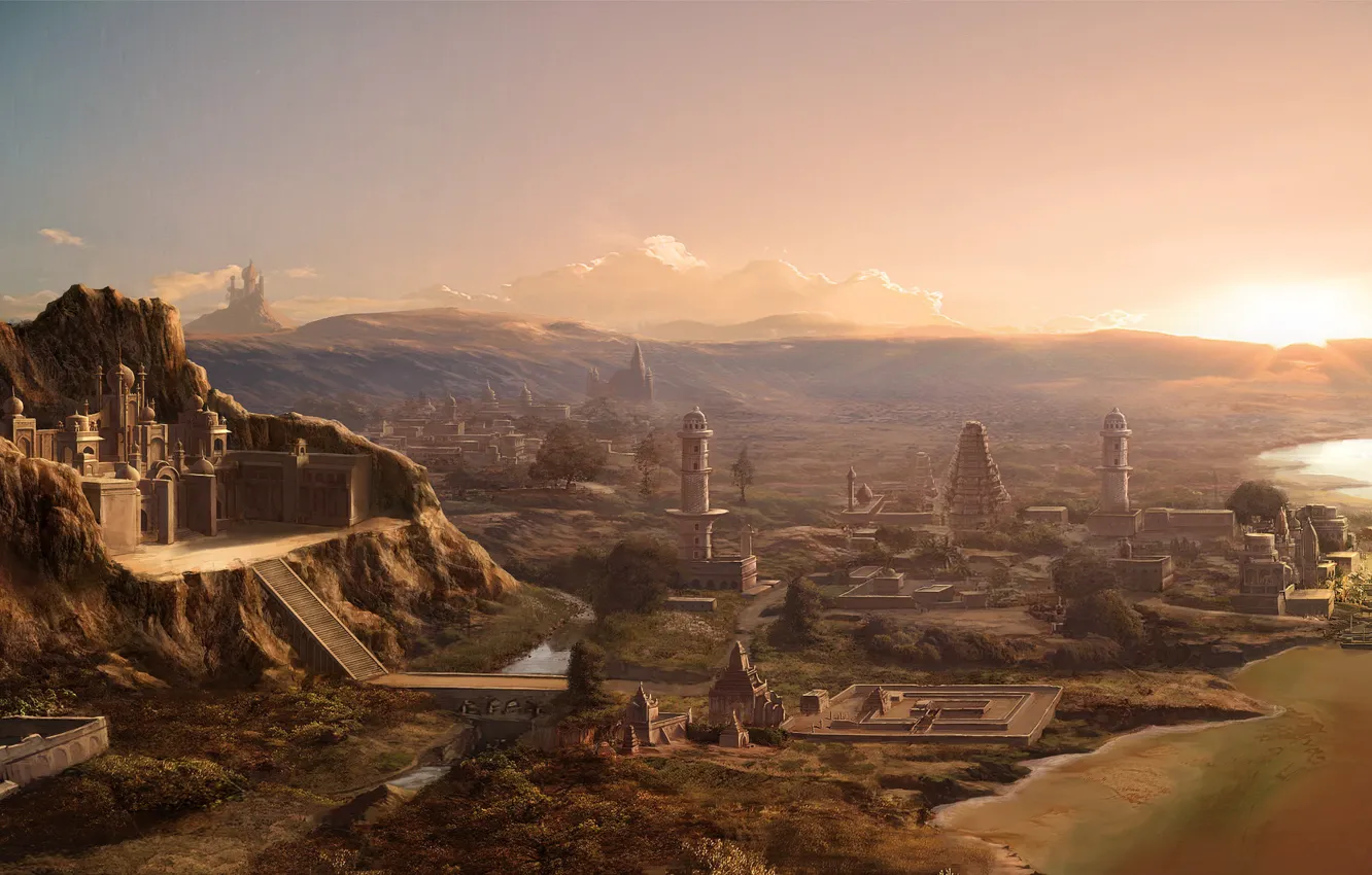 Photo wallpaper the city, fiction, the world