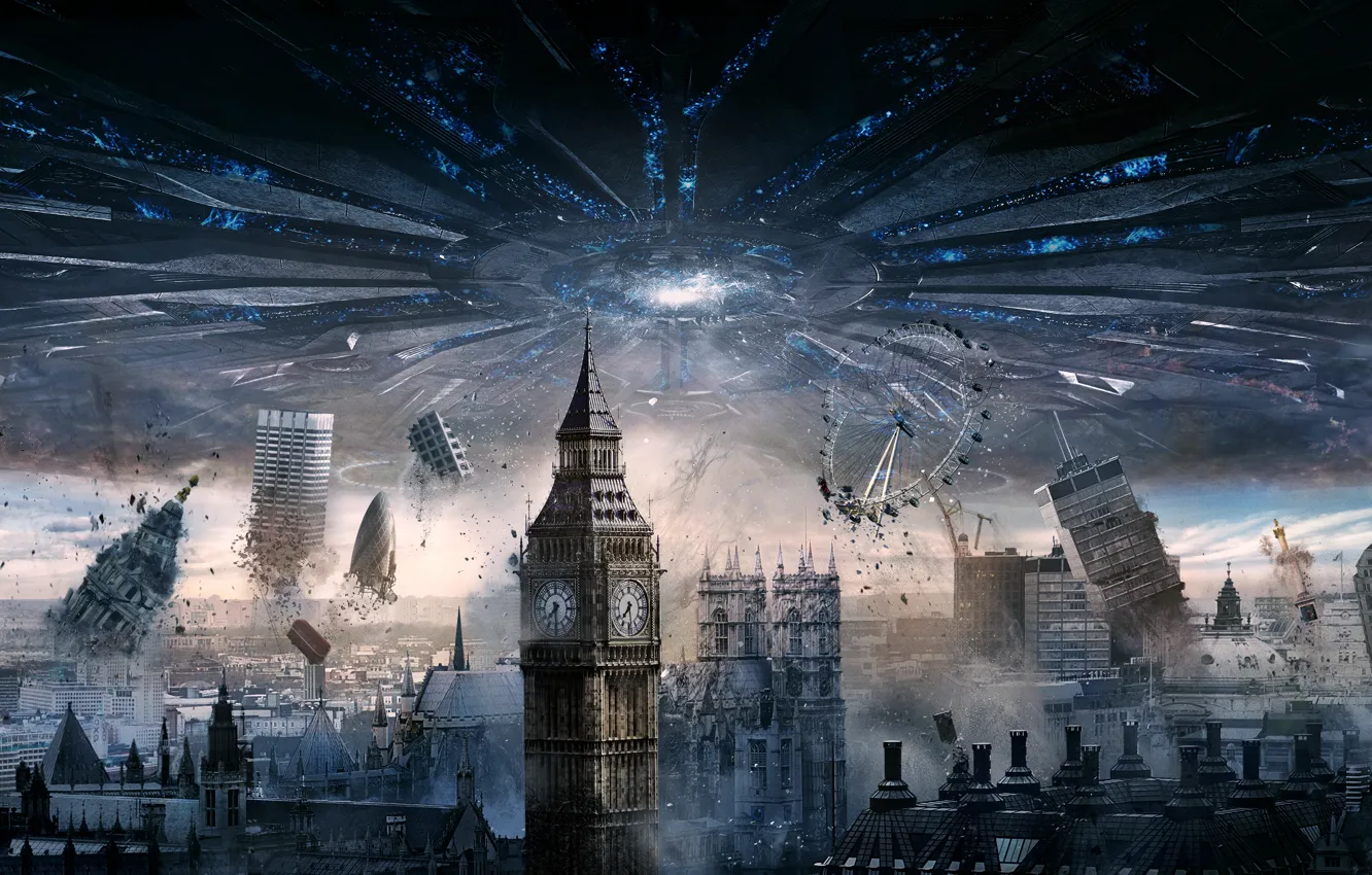 Photo wallpaper City, Day, Sam, Aliens, London, England, General, London Eye