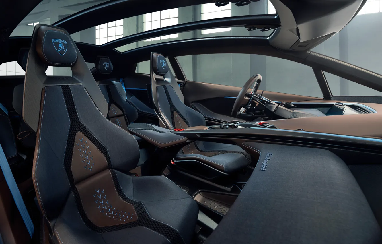 Photo wallpaper Lamborghini, electric car, car interior, Lamborghini Lanzador Concept, Thrower