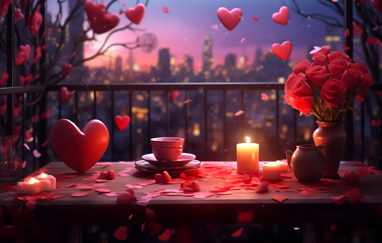 Photo wallpaper love, flowers, gift, romance, heart, roses, love, Valentine's day