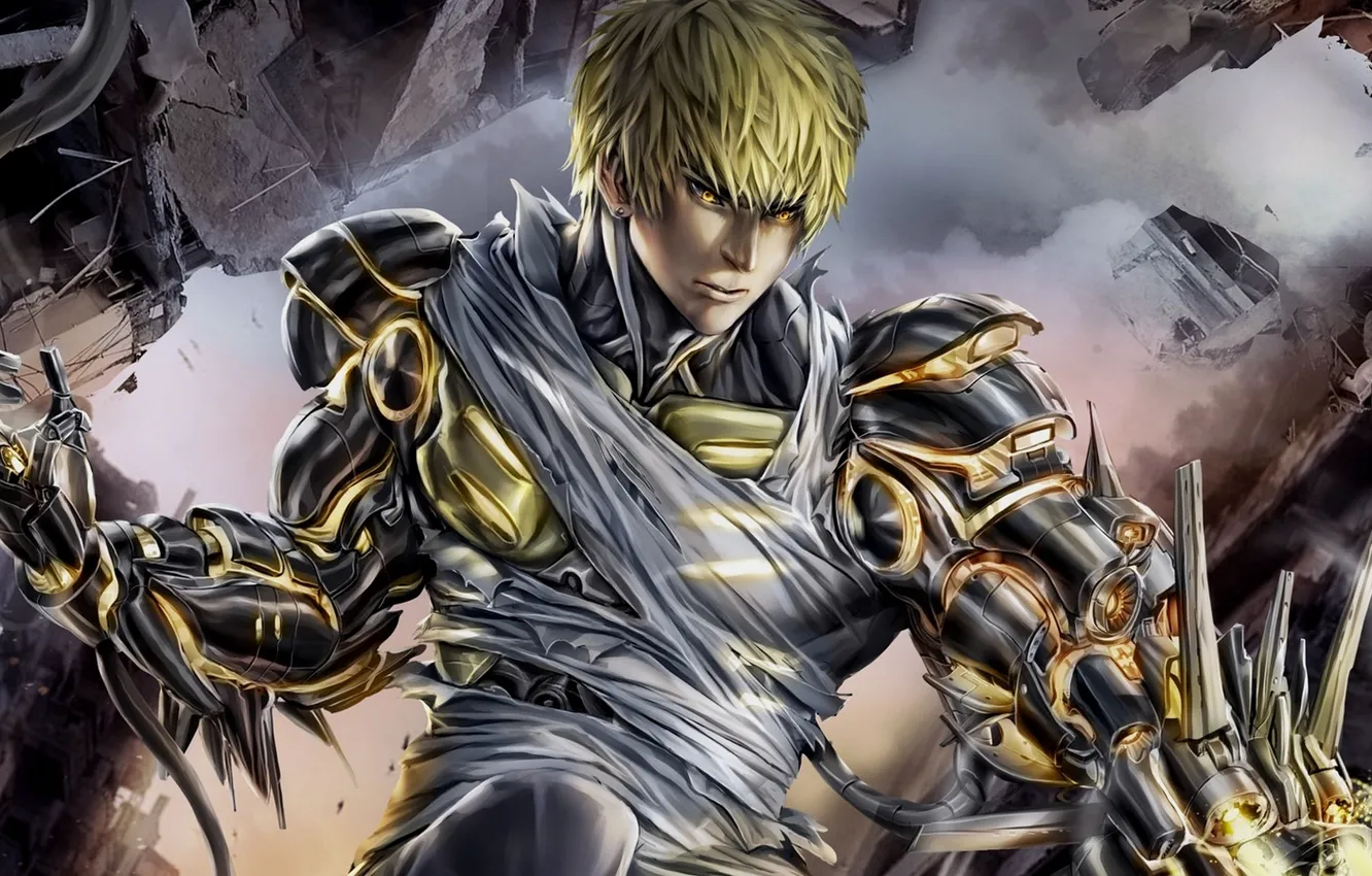 Photo wallpaper anime, art, cyborg, One Punch Man, Genos, Vanpatten