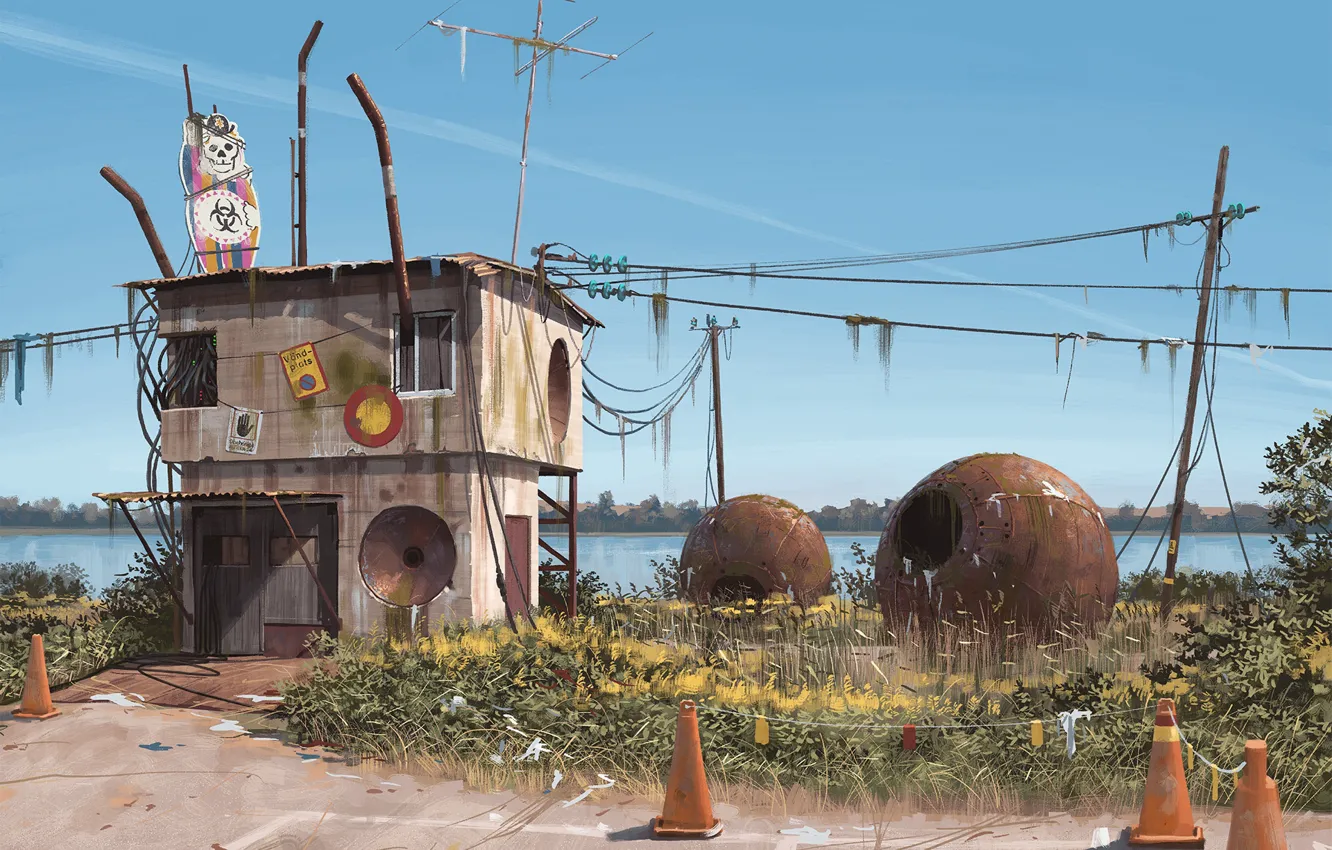 Photo wallpaper shore, structure, astronomen