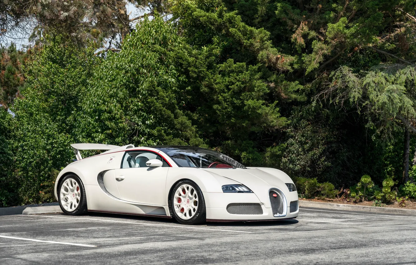 Photo wallpaper Bugatti, veyron, white, parking