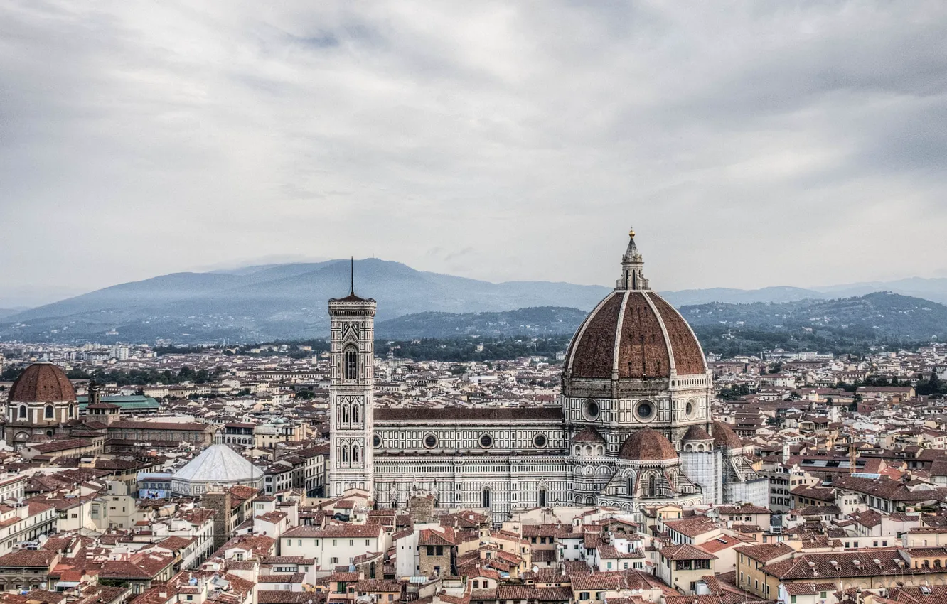 Photo wallpaper the sky, home, Italy, panorama, Cathedral, Florence, the dome, Santa Maria del Fiore