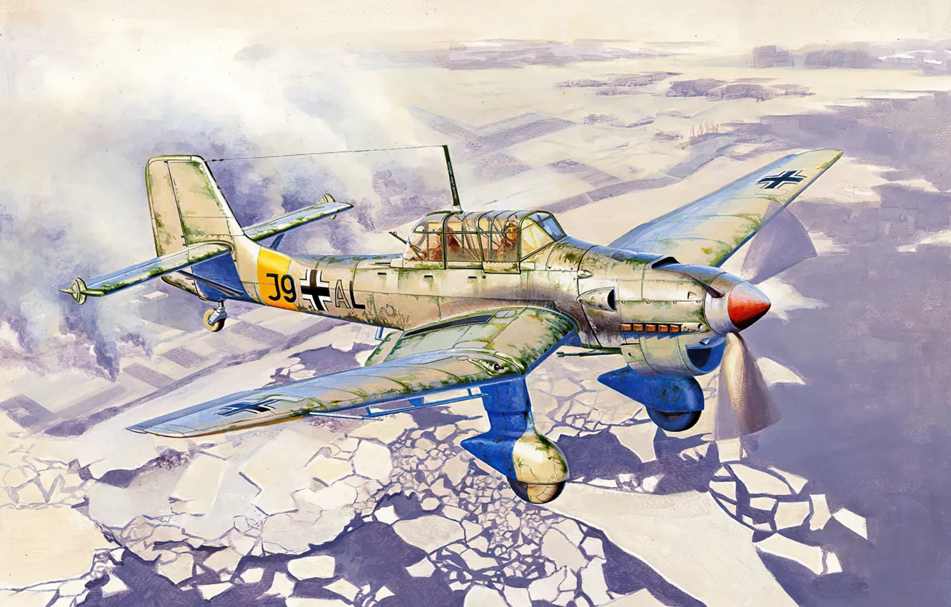 Photo wallpaper art, aviation, ww2, ju-87, dive bomber, stuka
