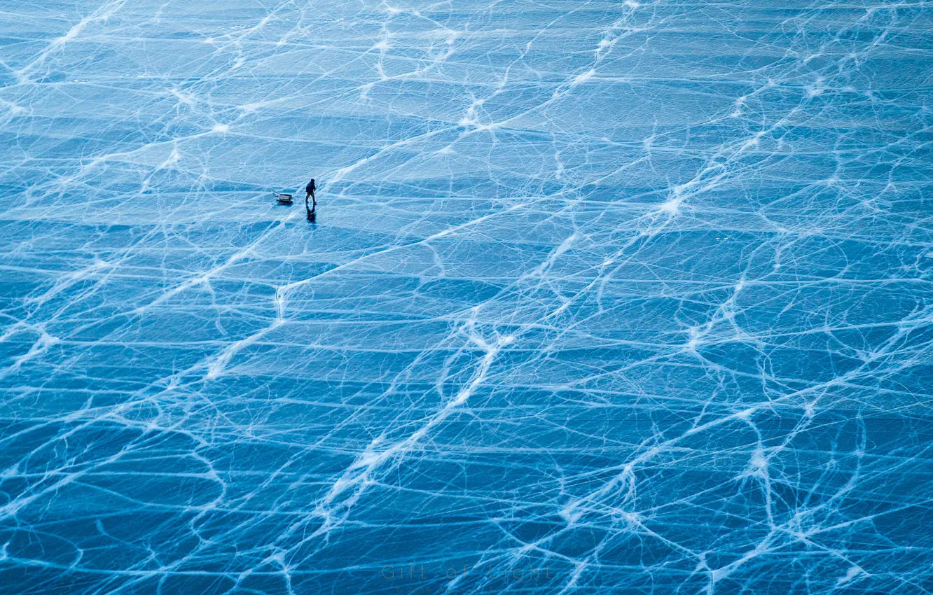 Photo wallpaper people, ice, fisherman, Russia, lake Baikal