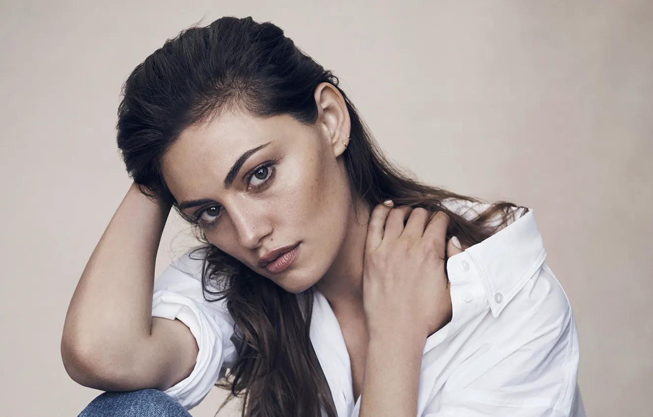 Photo wallpaper look, girl, pose, shirt, Phoebe Tonkin