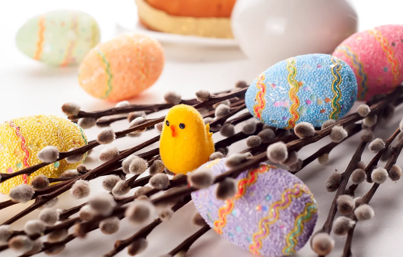 Photo wallpaper branches, holiday, eggs, Easter, chicken, Verba, eggs