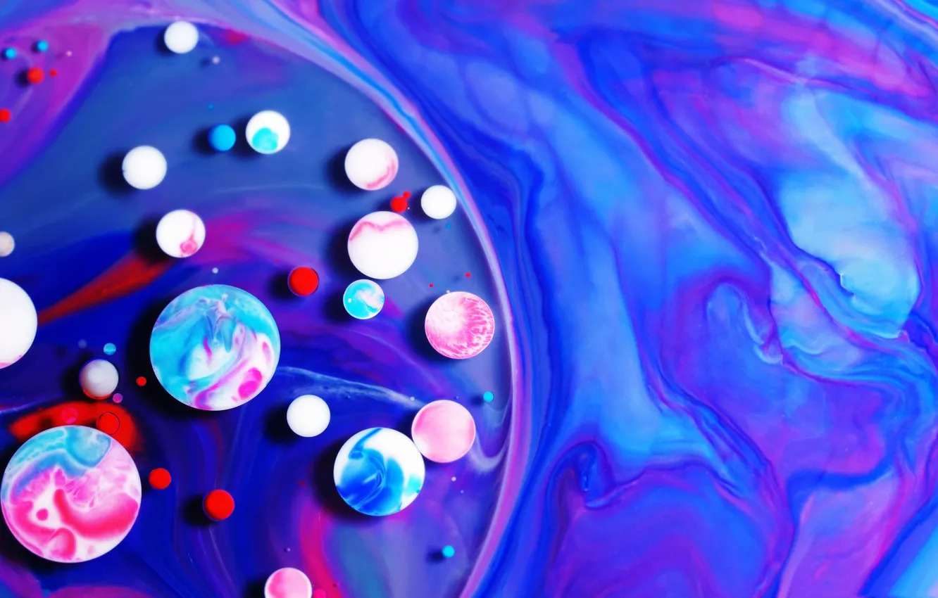 Photo wallpaper balls, macro, bubbles, paint, the volume