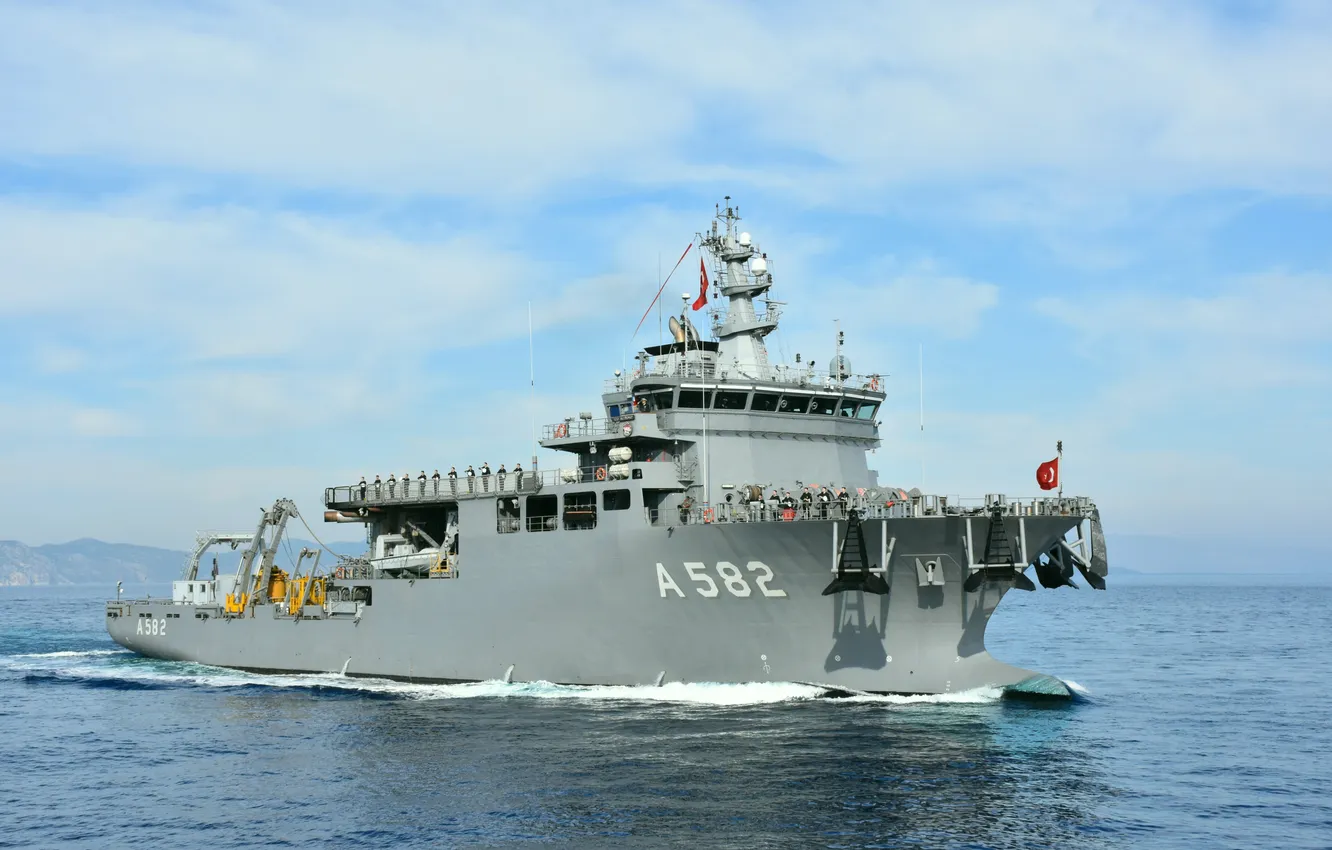 Photo wallpaper Turkish Navy, TCG Alemdar, submarine rescuer