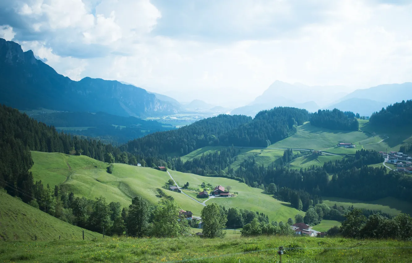 Photo wallpaper vegetation, home, valley, slope, Austria