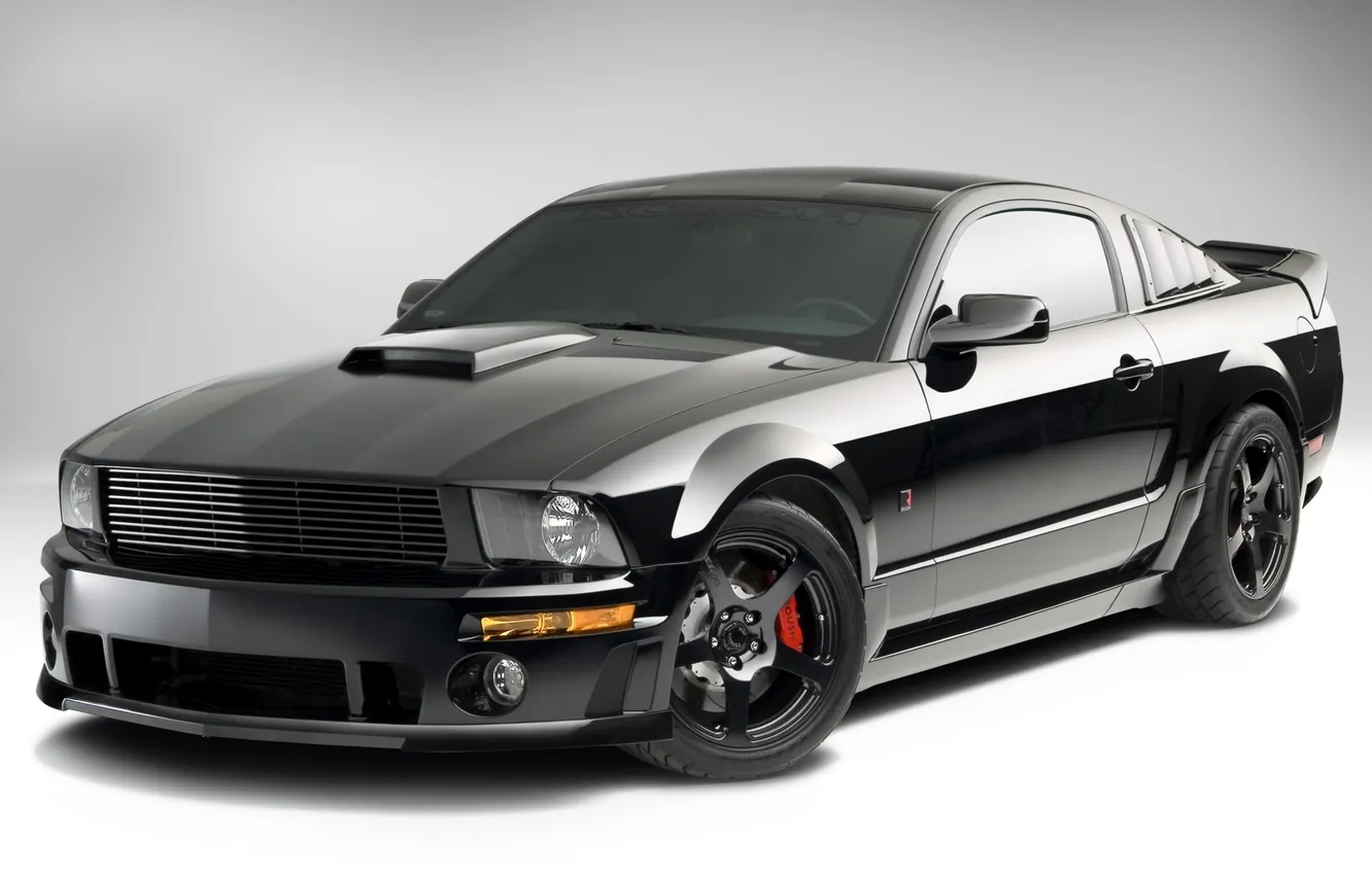 Photo wallpaper auto, black, tuning, Mustang, Ford, blackjac