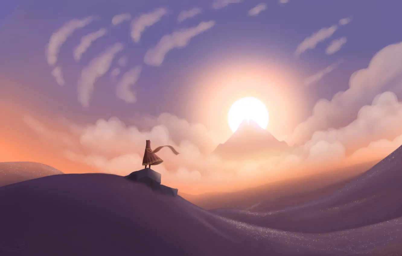 Photo wallpaper sunset, desert, the evening, Journey