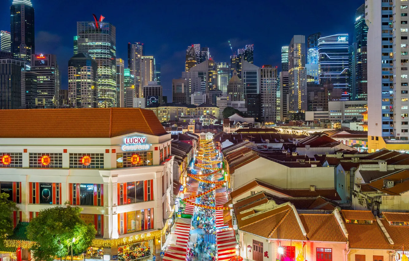 Photo wallpaper Singapore, skyline, Singapore, Chinatown