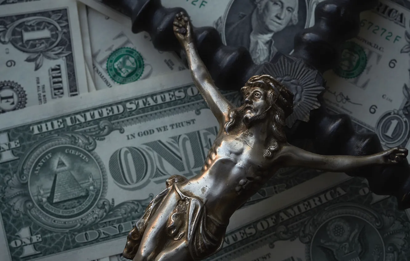 Photo wallpaper meaning, money, dollars, faith, crucifix