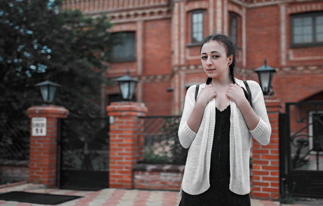 Photo wallpaper look, girl, smile, sweetheart, model, portrait, brunette, braids