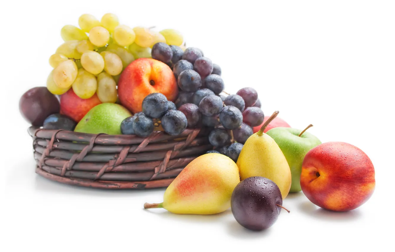 Photo wallpaper berries, apples, grapes, fruit, plum, pear, nectarines