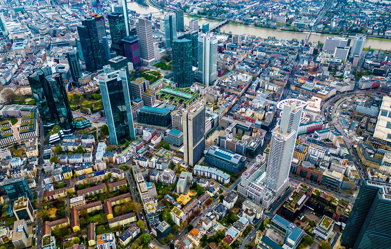Photo wallpaper Germany, Germany, the view from the top, Frankfurt am main, Frankfurt am Main